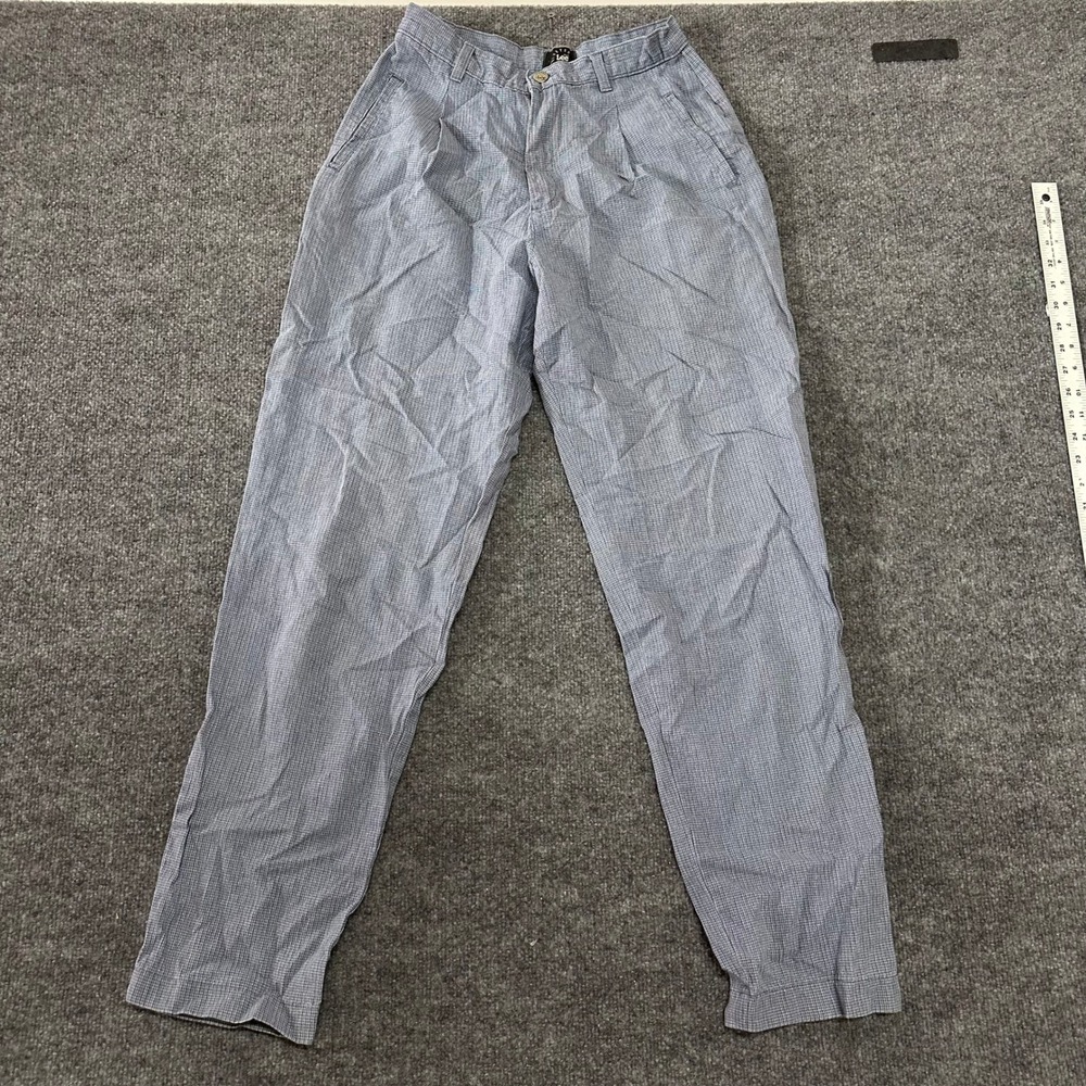 Lee Pants Womens Size 8 LON Blue Pleated Cotton High Waist Tapered Micro Check